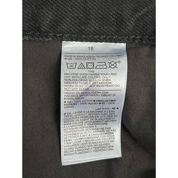 Old Navy Sky Hi Straight Jeans Sz 18 Black Raw Hem Button Fly Rigid Denim - Picture 8 of 8